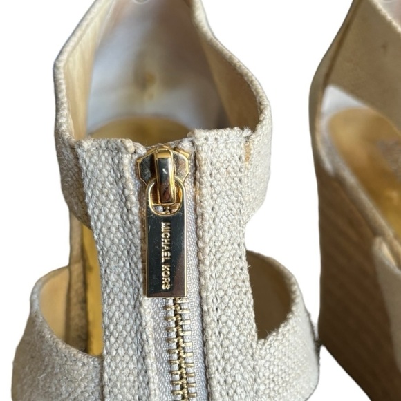 Michael Kors Beige Platform Wedge Espadrille Sandals Size 10 Strappy Open Toe - Picture 4 of 12